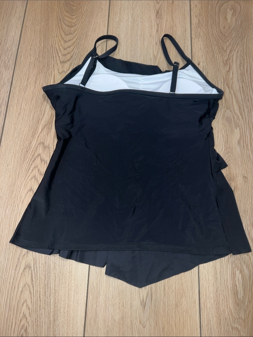 Black Ruffle Swim Cami with Adjustable Straps - Picture 4 of 8